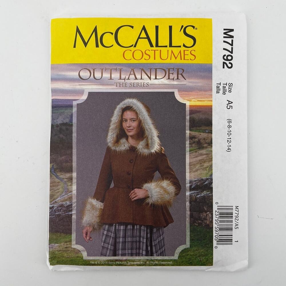 McCalls Sewing Pattern M7792 Outlander Riding Coat Hooded Jacket 6-14 UNCUT